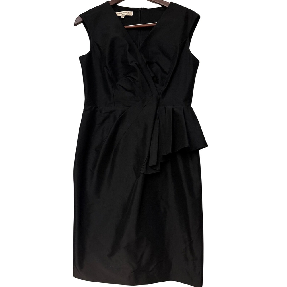Evan Picone Black Sleeveless Peplum Sheath‎ Dress V-Neck Size 8 Cockail Formal